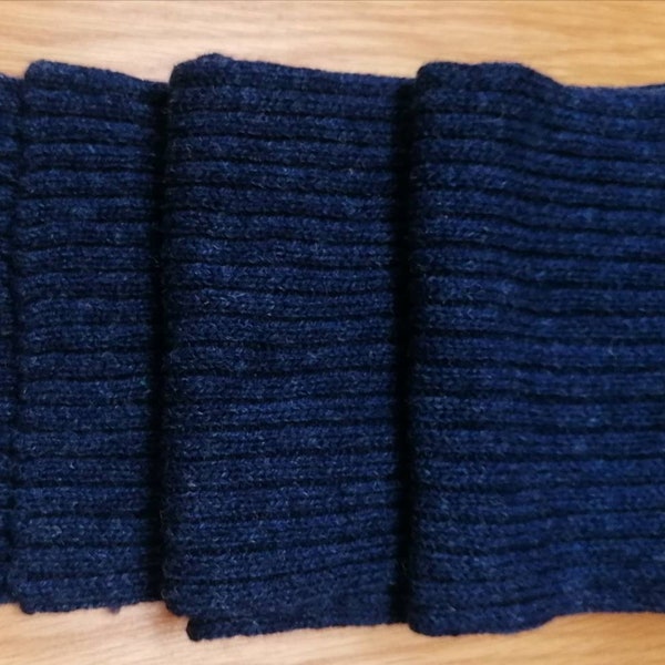 NEW Deep Indigo Blue, Darkest Blue handmade lambswool knitted rib scarf - an English classic, perfect for country walks and dog walking