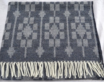 Handwoven lambswool throw - 'Dukagang' - in indigo blue - throw, blanket throw, sofa throw, lap rug