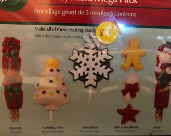 Wilton - Christmas 5 Candy Mold Mega Pack **Plus FREE any 9.99 Mini Ornament** - Candy Mold Set Kit ***Free Shipping***