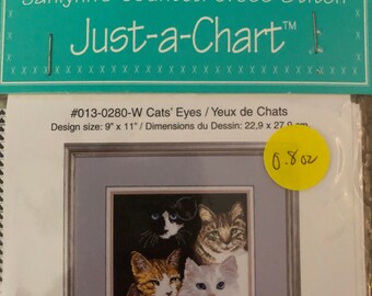 Janlynn - Cats’ Eyes - Just a Chart Counted Cross Stitch Chart NIP #013-0280-W  ***Free Shipping***