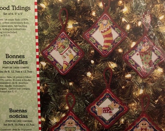 Bucilla - RARE Good Tidings Ornaments **Plus FREE any 9.99 Mini Ornament*** - Counted Cross Stitch Kit NIP #85024 *** Free Shipping ***