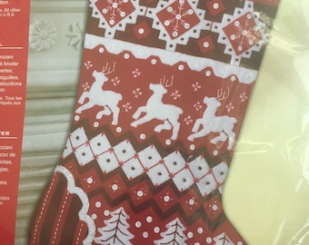 Bucilla - RARE Sweater Knit Stocking ***Plus FREE any 9.99 Mini Ornament*** - Stamped Felt Stitch Kit NIP #JASTKG11G ***Free Shipping***
