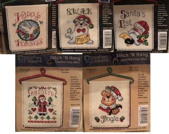 BOGO Free any 9.99 Kit Crafters Square, Needle Magic - Mini Christmas Ornaments - Stitch N Hang Counted Cross Stitch Kit ***Free Shipping***