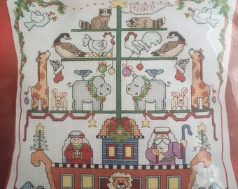 Kit Janlynn - RARE Noah&#39;s Ark Pillow Cover **Plus GRATIS cualquier kit de adorno 9.99** - Kit de punto de cruz contado NIP #023-0224 ***Envío gratis***