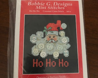 Bobbie G. Designs - Ho Ho Ho - Mini Puntos contados Punto de cruz NIP #MS16 ***Envío Gratis***