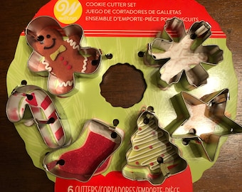 Wilton - Brand NEW 6 Mini Variety Cutter Cookie Set - Gingerbread, Candy Cane, Stocking, Christmas Tree, Star, Snowflake ***Free Shipping***