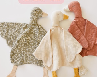 Goose Lovey Sewing Pattern PDF, Baby Comfort Blanket, Baby Shower Gift, Lovey Easy Sewing Pattern + Video tutorial for beginners