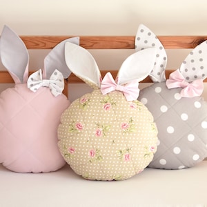 Bunny Pillow Round Pillow for Kids Bunny Nursery Decor Pillow Set Kids room Decor Cushion Girls Room Decor Babyshower Gift for Her Bunny