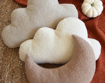 Wolkenkussen teddybouclé: crème decoratief sherpakussen