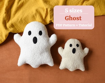 Ghost Pillow Sewing Pattern, Halloween Decor, DIY Halloween Pillow, Plush Ghost, 5 sizes