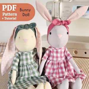 Bunny Sewing Pattern, Doll clothes PDF, Rabbit pattern, Stuffed Animal Tutorial
