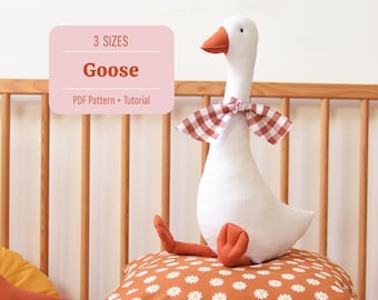 Goose Sewing Pattern, Goose Soft Toy Pattern, Stuffed Animal, Plush Goose, Duck Sewing Pattern, PDF easy sewing pattern, Stuffed Toy Pattern
