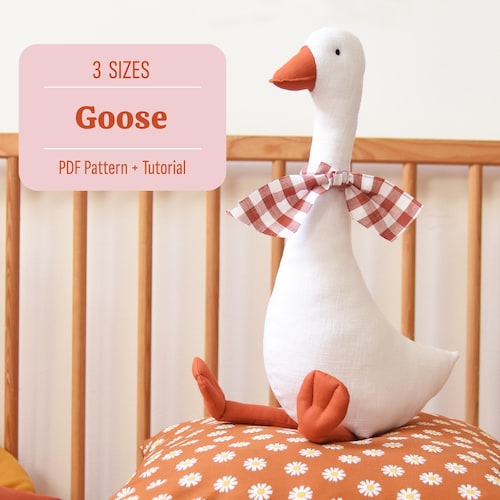 Goose Sewing Pattern, Goose Soft Toy Pattern, Stuffed Animal, Plush Goose, Duck Sewing Pattern, PDF easy sewing pattern, Stuffed Toy Pattern