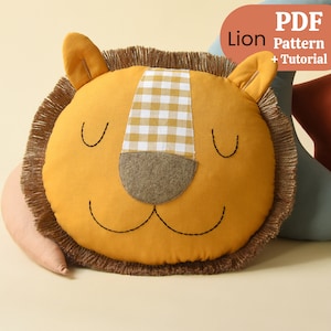 Lion Pillow Sewing Pattern: Easy Stuffed Animal (PDF Pattern)