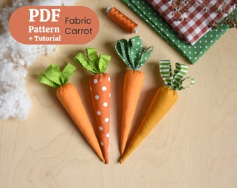 Patrón de costura PDF Zanahorias de tela Play Food