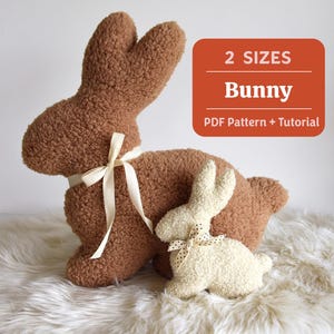 Bunny Sewing Pattern, Easter Bunny Pillow, Rabbit Pattern, Soft Sherpa Bunny Plush, Spring Decor, Stuffed Bunny, PDF Easy Sewing Pattern