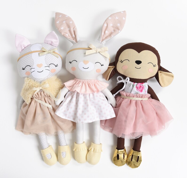 Gevulde Kat Pop Kleding voor Poppen Doek Doll Baby Shower Gift Rag Doll Toy Animal Doll Dress up Doll Kitty Pluche Heirloom Doll Soft Doll afbeelding 6