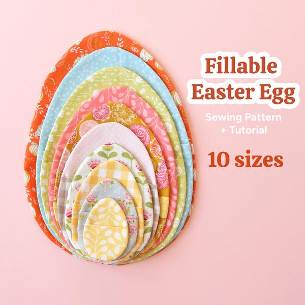Patrón de huevo de Pascua rellenable, costura de huevos de tela reutilizable, bolsa para la búsqueda de huevos, patrón de costura fácil en PDF, relleno de cesta de Pascua