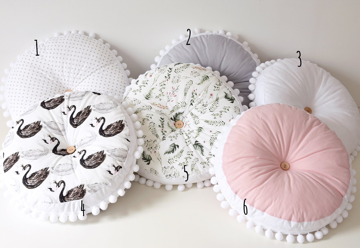 Oreiller Rond Swan Décor Pour Enfants Oreiller Pour Nursery Decor Fern Print Kids Cushion Throw Pill