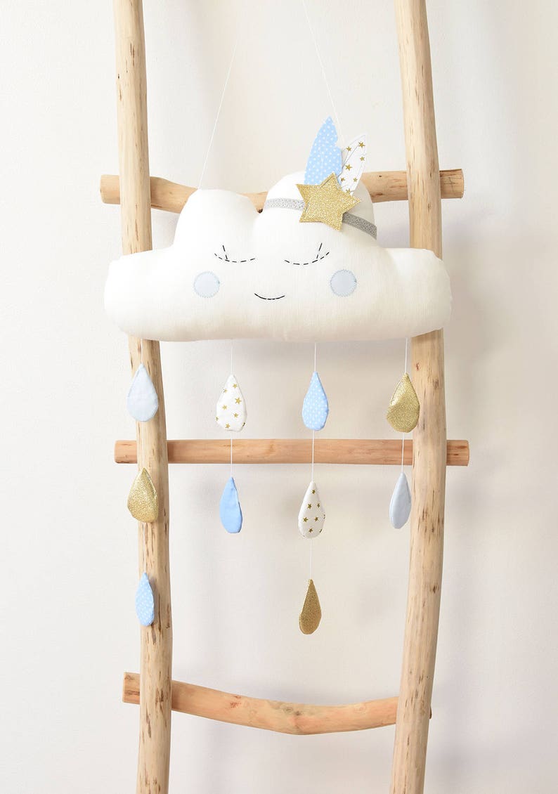 Mobile nuage pour chambre d'enfant - Créatrice ETSY : Jobuko