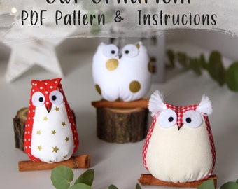 Bird Sewing Pattern Owl Template Ornament PDF Pattern Easter Ornaments Owl Pattern DIY Spring Sewing Tutorial Easter Home Decor DIY