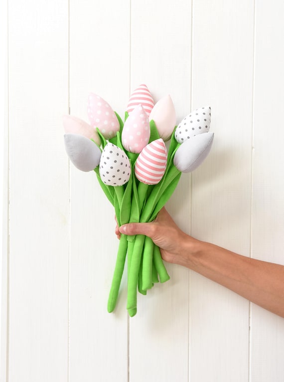 Tissu Fleurs Tissu Tulipes Mariage Bouquet Coton Fleurs Printemps Fleurs Bouquet De Mariage Fleurs Cadeau Danniversaire Pour Maman Cadeau De