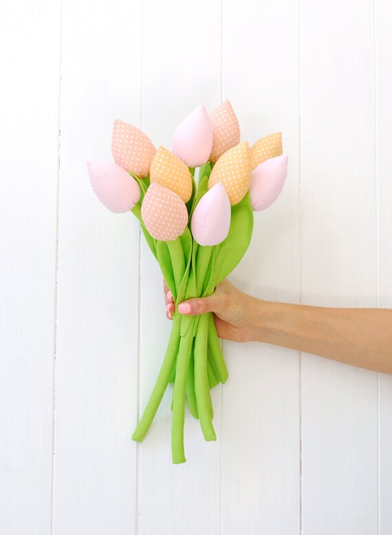 Tissu Fleurs Tissu Tulipes Mariage Bouquet Coton Fleurs