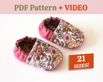 Baby and Toddler Shoes Sewing Pattern, Slippers Sewing Pattern, Newborn Pattern, Video Tutorial, PDF Instant Download, Easy Baby Pattern