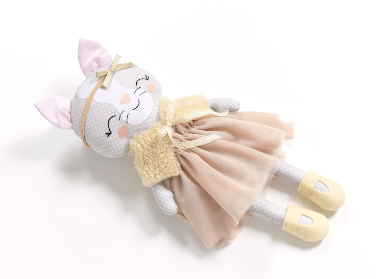 Gevulde Kat Pop Kleding voor Poppen Doek Doll Baby Shower Gift Rag Doll Toy Animal Doll Dress up Doll Kitty Pluche Heirloom Doll Soft Doll afbeelding 1