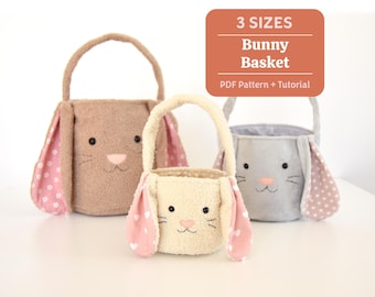 Easter Basket Sewing Pattern, Bunny Basket PDF, DIY Easter Gift Bag, Bunny Bag Pattern, Egg Hunt Basket, Treat Bag Pattern, Spring Decor