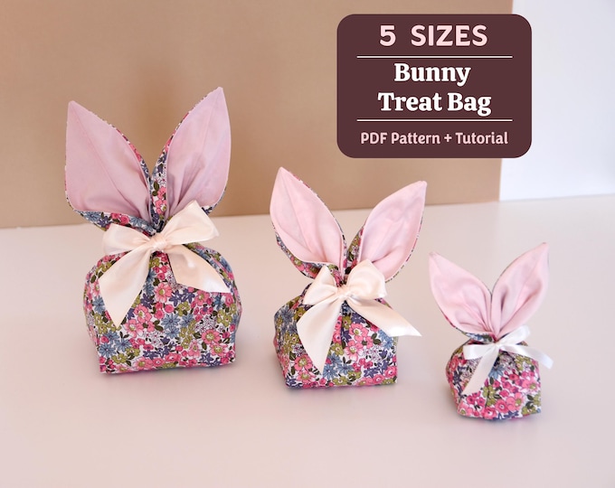 Reversible Easter Bunny Treat Bags Printable Sewing Pattern and ...