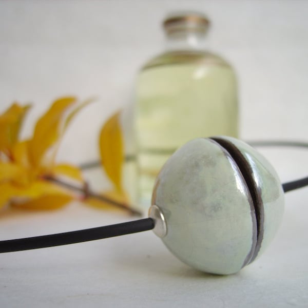 Halskette, Parfüm ball Pearl White Keramik / schließende einfache /hypoallergenique