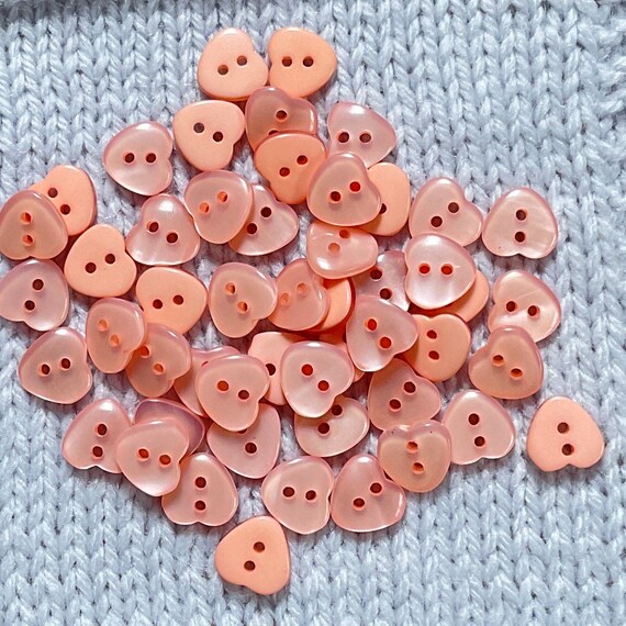 Heart Shaped Pink baby Buttons - 10mm 4/8 inch,  - pack of 10, Hearts Design