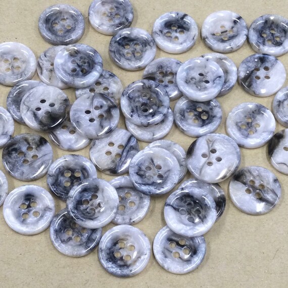 Silver Grey, White Iridescent Buttons, 15mm,  5/8 inch, pack of 10