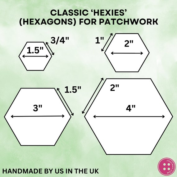 100 Hexies - Hexagon Paper Templates for Patchwork and EPP - available in 3/4 inch,  1 inch, 1.5 inch and 2 inch
