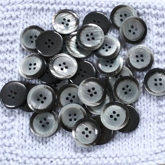 Grey iridescent Buttons, 20mm 6/8 inch,  Mottled effect.  Pack of 6