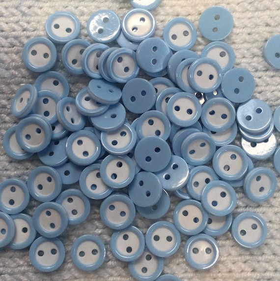 Baby Blue and white Buttons - 10mm 4/8 inch,  - pack of 20