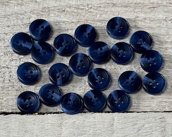 Buttons- Dark Blue - 4 holes - 13mm, 4/8 inch, Sustainable, Shirt Buttons,  Pack of 10