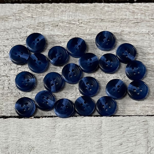 Buttons- Dark Blue - 4 holes - 13mm, 4/8 inch, Sustainable, Shirt Buttons,  Pack of 10