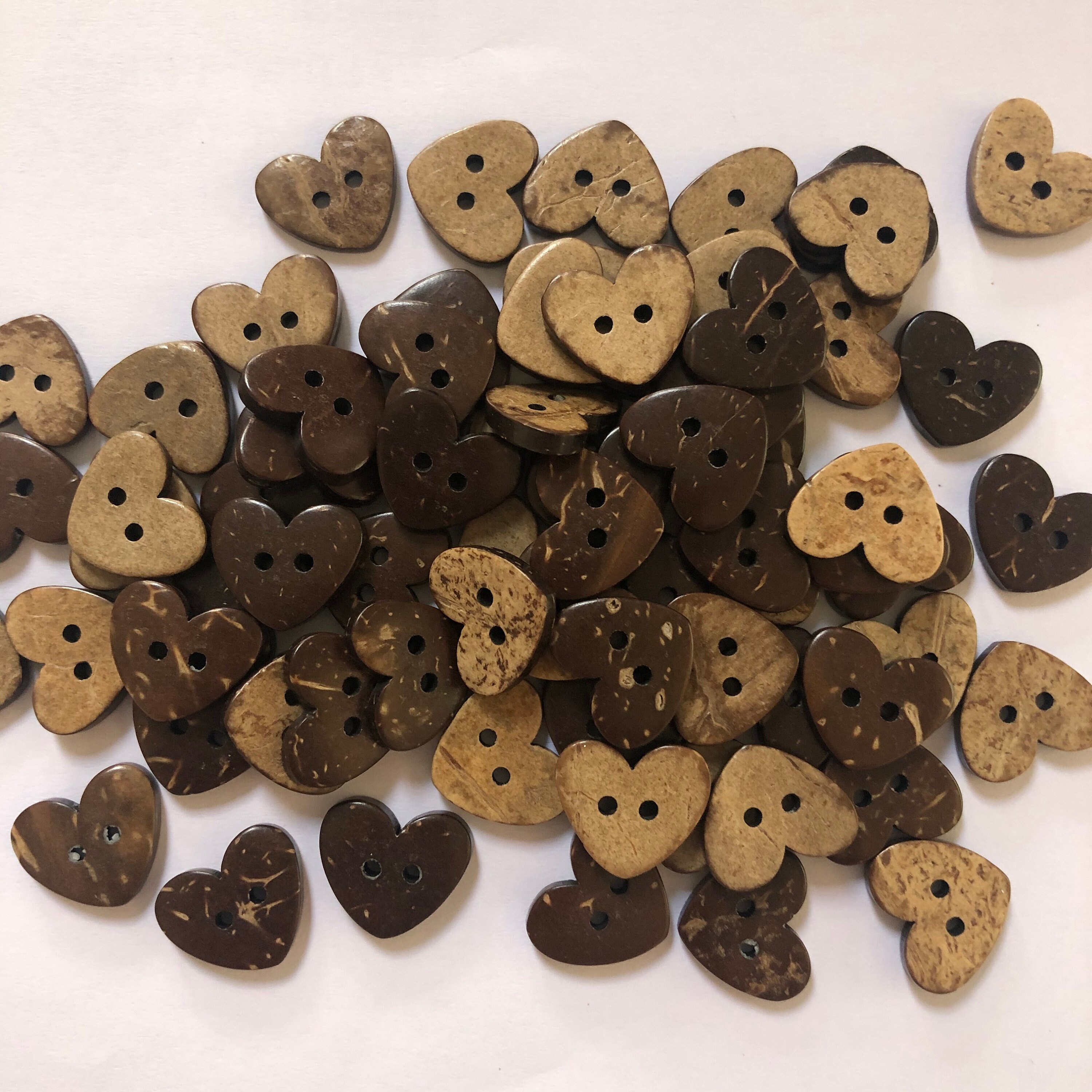 Heart Shaped Coconut Shell Buttons Wooden Buttons 15mm 5/8 Etsy UK