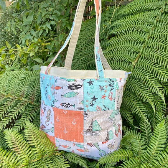 Handmade Craft Holdall, drawstring project bag with handles, Mothers Day Gift