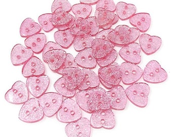 Herzförmige glitzernde Babyrosa-Knöpfe - 13mm, - 20er Pack, Herzen-Design