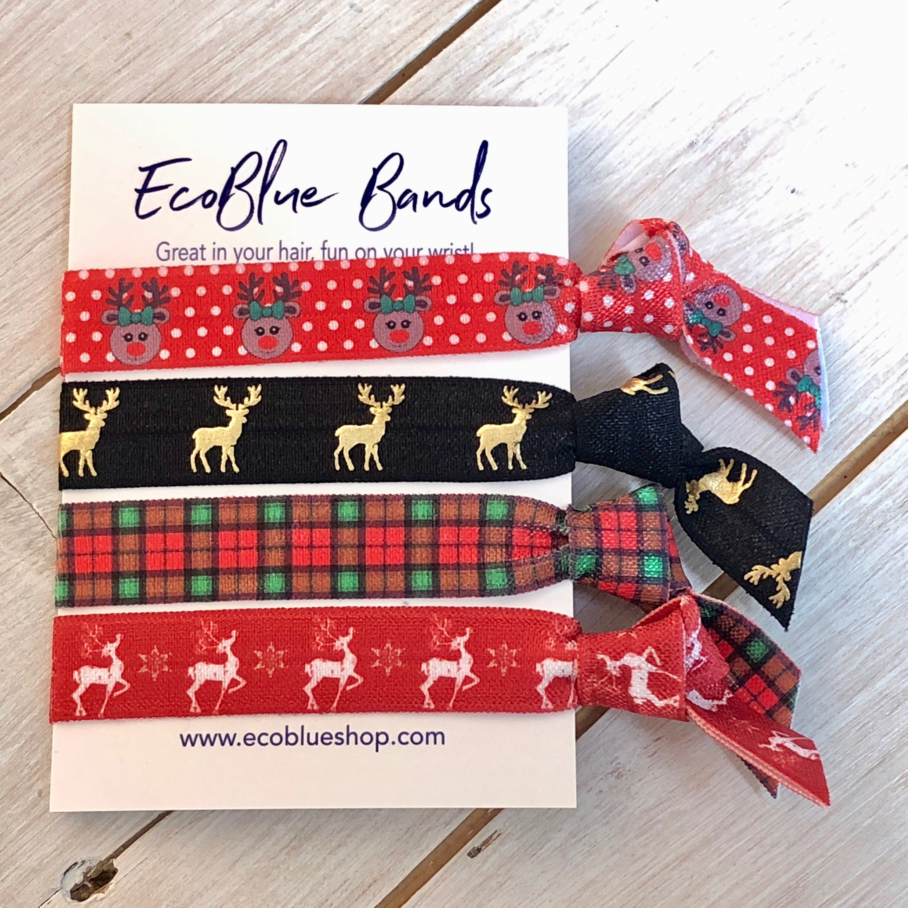 Christmas Hair Elastics Soft Stretch Hair Ties Ponies Yoga Hair Ties