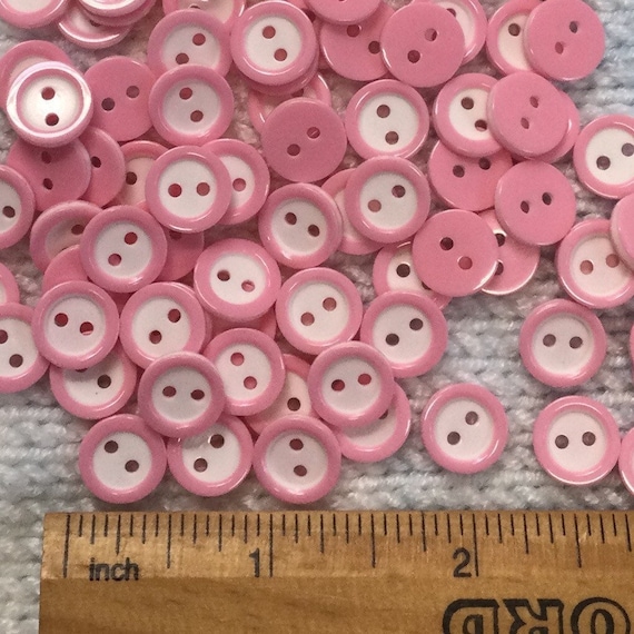 Baby Pink and White Buttons - 10mm 4/8 inch,  - pack of 20