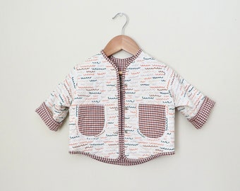 Quilted Unisex Kids Jacket, Handmade Children's Clothing, Organic Cotton Jacket, Birthday Gift Ideas, Sustainable Clothing, Baby Announcing