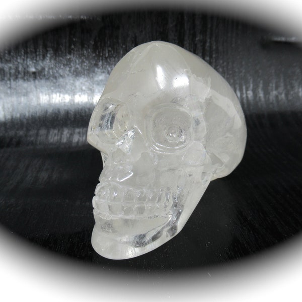 3.6" Clear Quartz Crystal Skull Carving, Gemstone Meditation Crystal Skull, 93mm 361g