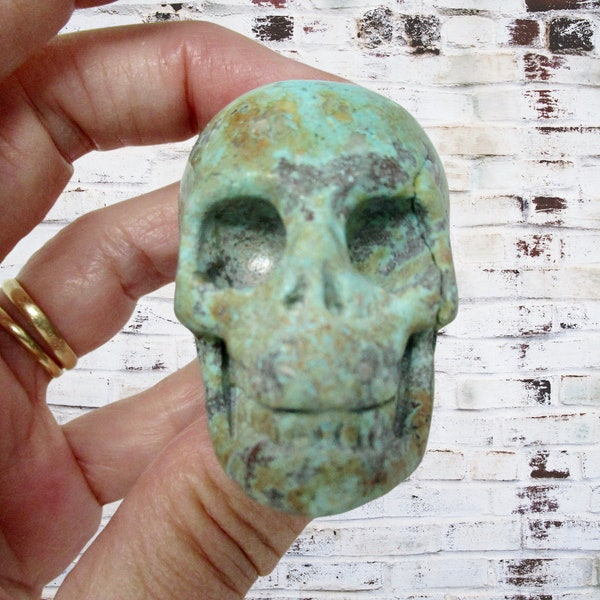 2" Chrysocolla Carved Crystal Skull from Arizona 50mm 71g