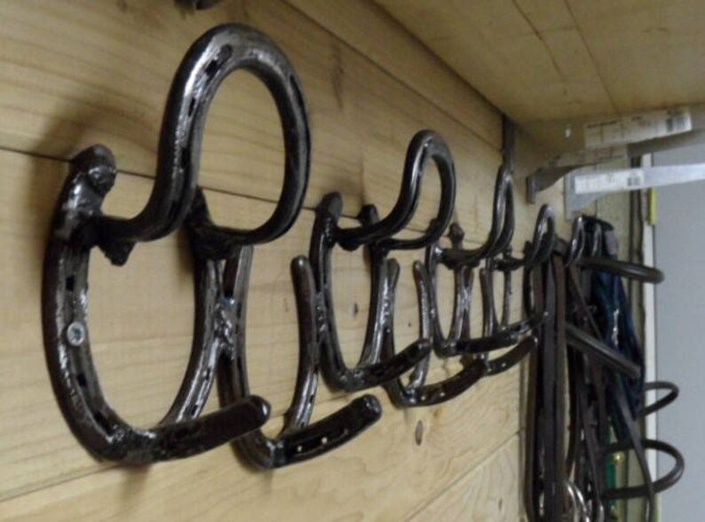 Tack Holder Rack made from used horseshoes cleaned and Etsy