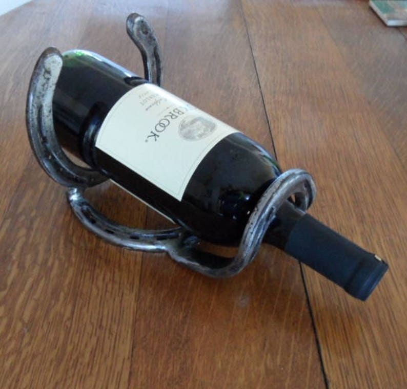 Single Wine Bottle Holder handmade from reused horseshoes Etsy