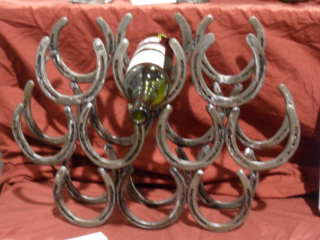 Wine Rack made from Horseshoes holds 10 bottles Etsy